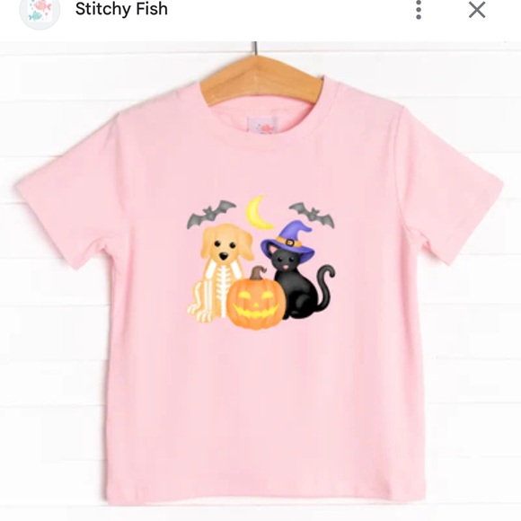 Stitchy Fish Pink Halloween Kids T-Shirt - Picture 1 of 2